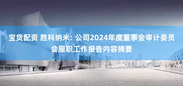 宝货配资 胜科纳米: 公司2024年度董事会审计委员会履职工作报告内容摘要